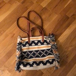 Macrame bag.  Fully lined with interior zip pocket